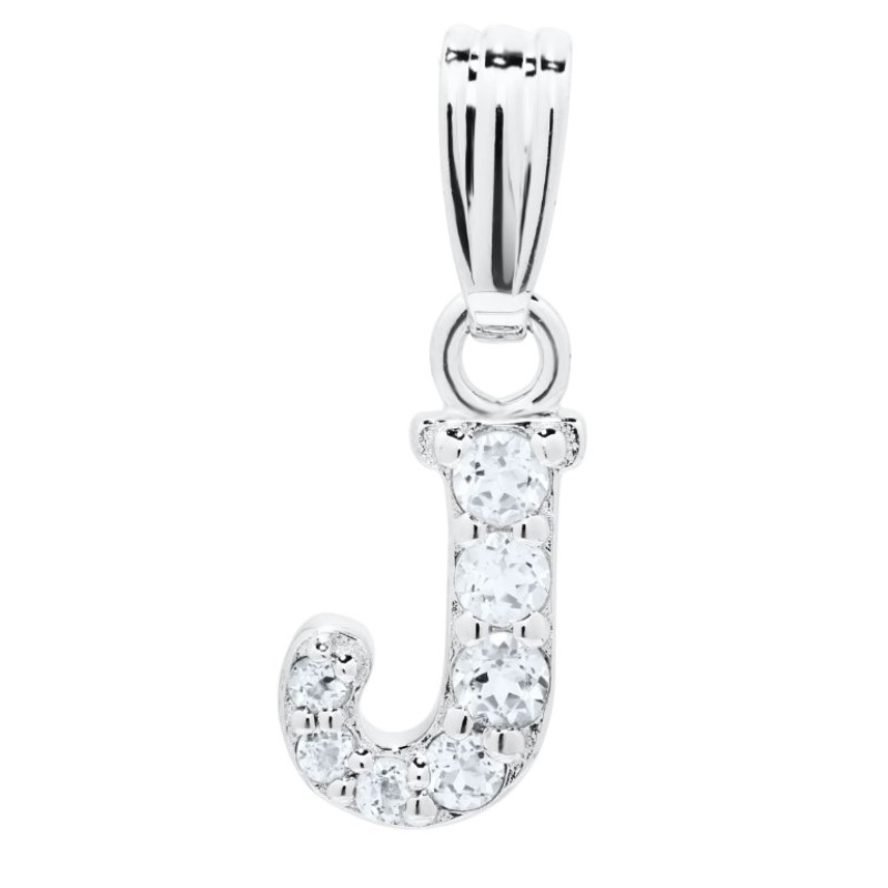 Kiddie Kraft White Topaz Inital J Pendant Necklace Kiddie Kraft White Topaz Inital J Pendant Necklace